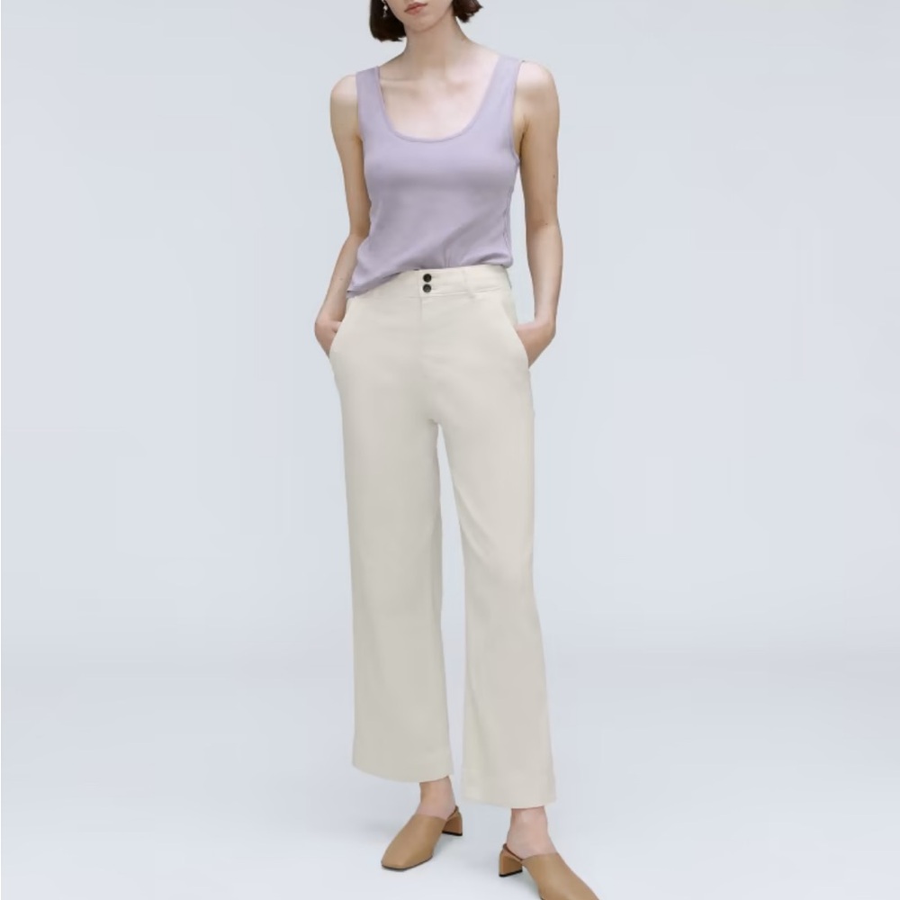 Everlane wide leg cotton pants bone